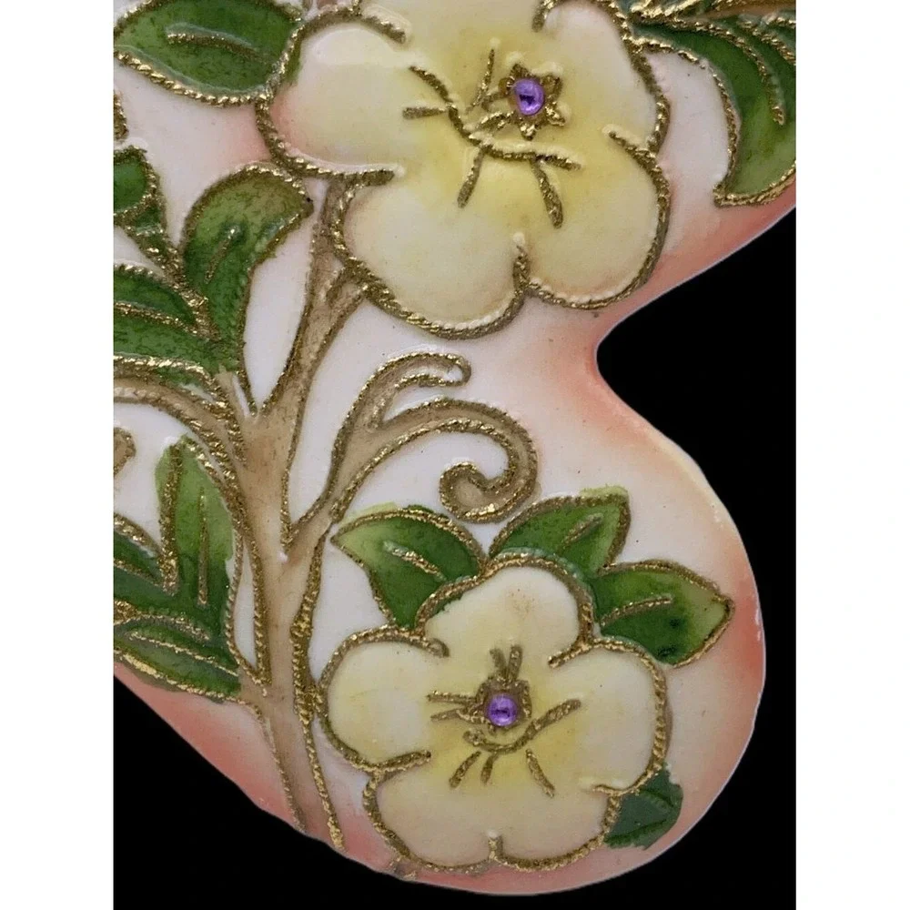1915 Butterfly Shape‎ Nippon Gold Cloisonne Enameled Jewelry Trinket Box